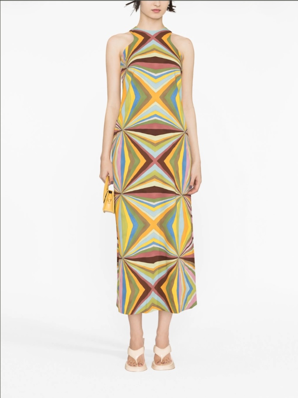 LA DoubleJ Racer Geometric Print Maxi Dress